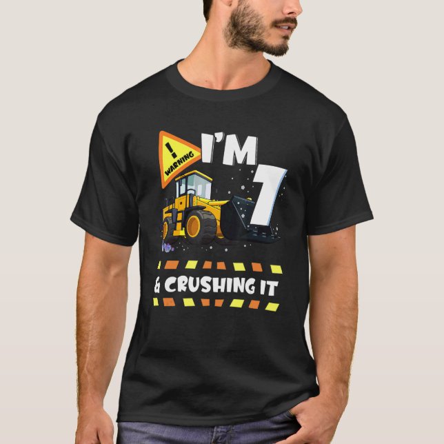 T-shirt J'ai 7 ans et le broyage de la construction Excava (Devant)