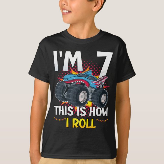 T-shirt J'ai 7 ans Voici comment je roule Monster Truck Bo (Devant)