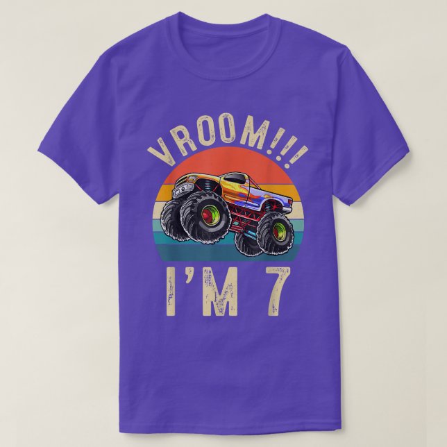T-shirt J'ai 7 ans Vroom 7e Anniversaire voiture de fête (Design devant)