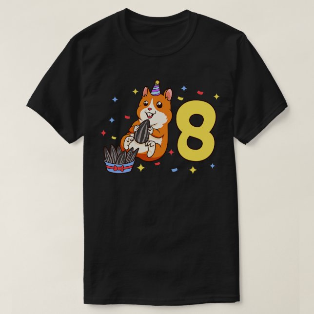 T-shirt J'ai 8 ans avec anniversaire de enfant hamster 8 a (Design devant)