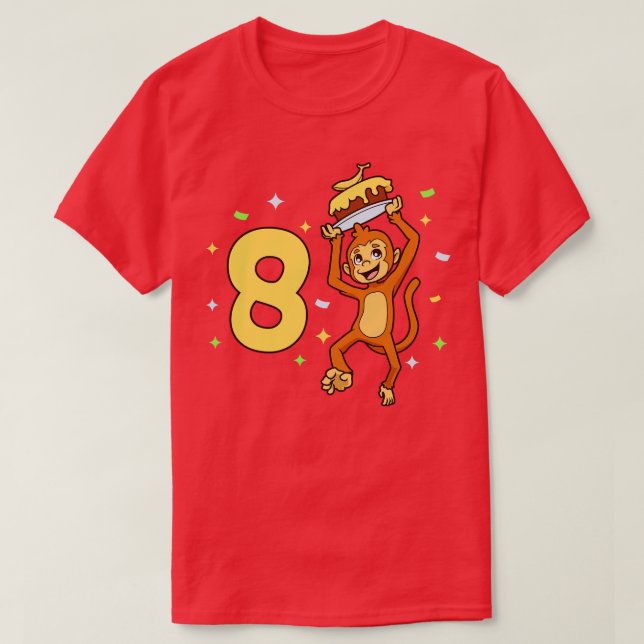 T-shirt J'ai 8 ans avec un anniversaire de enfant singe 8  (Design devant)