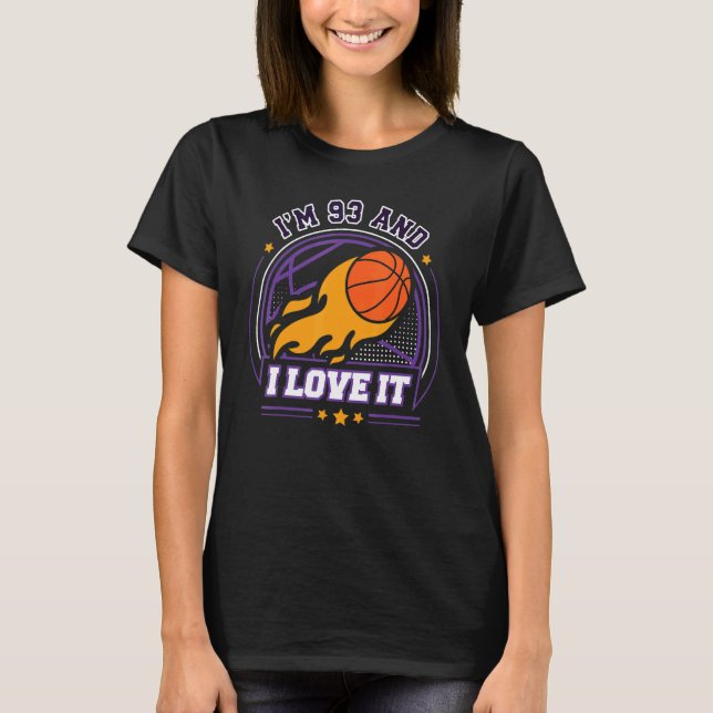 T-shirt J'ai 93 ans et j'aime le basket-ball 93e anniversa (Devant)