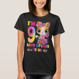 T-shirt J'ai 9 ans 9e anniversaire Filles Ados Chat 1