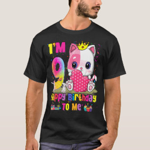 T-shirt J'ai 9 ans 9e anniversaire Filles Ados Chat 2
