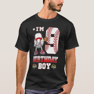 T-shirt J'ai 9 ans 9e anniversaire garçon Dabbing Baseball