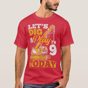 T-shirt J'ai 9 ans aujourd'hui Excavateur de Construction