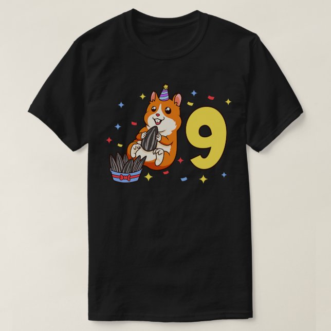 T-shirt J'ai 9 ans avec anniversaire de enfant hamster 9 a (Design devant)