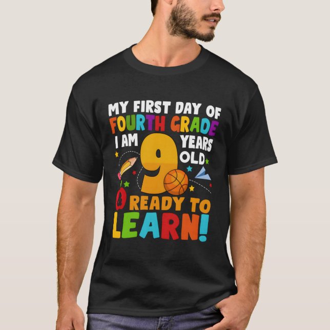 T-shirt J'Ai 9 Ans Prêt À Apprendre Mon Retour À L'École Q (Devant)