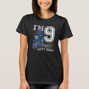 T-shirt J'ai 9 ans Roll 9e anniversaire Dirt Bike Motocros