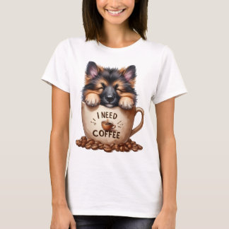T-SHIRT J'AI BESOIN DE CAFÉ ET D'UN CHIEN BERGER ALLEMAND
