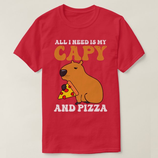 T-shirt J'ai besoin de Capy et Pizza Design Capybara  (Design devant)