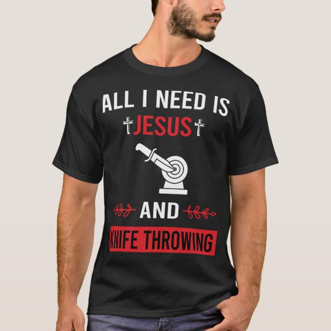 T-shirt J'Ai Besoin De Jésus Couteau Couteau Jetant Coutea (Devant)