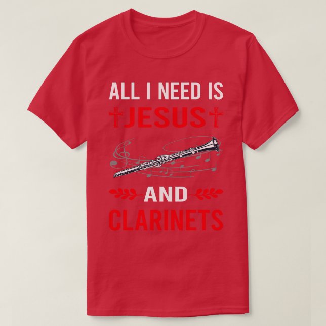 T-shirt J'Ai Besoin De Jésus Et Clarinet (Design devant)