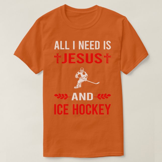 T-shirt J'Ai Besoin De Jésus Et De Hockey Sur Glace (Design devant)