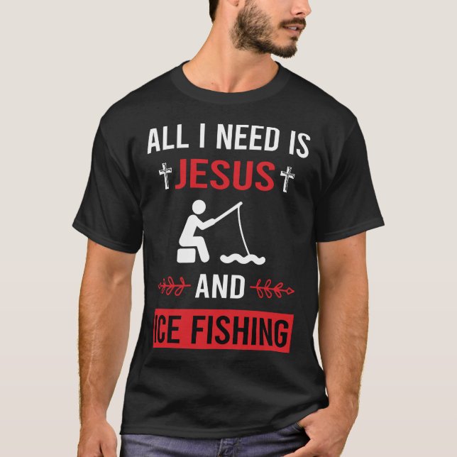 T-shirt J'ai besoin de Jesus Ice Fishing (Devant)