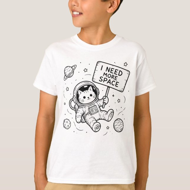 T-shirt J'ai Besoin de Plus d'Espace Chat Astronaute Drôle (Devant)