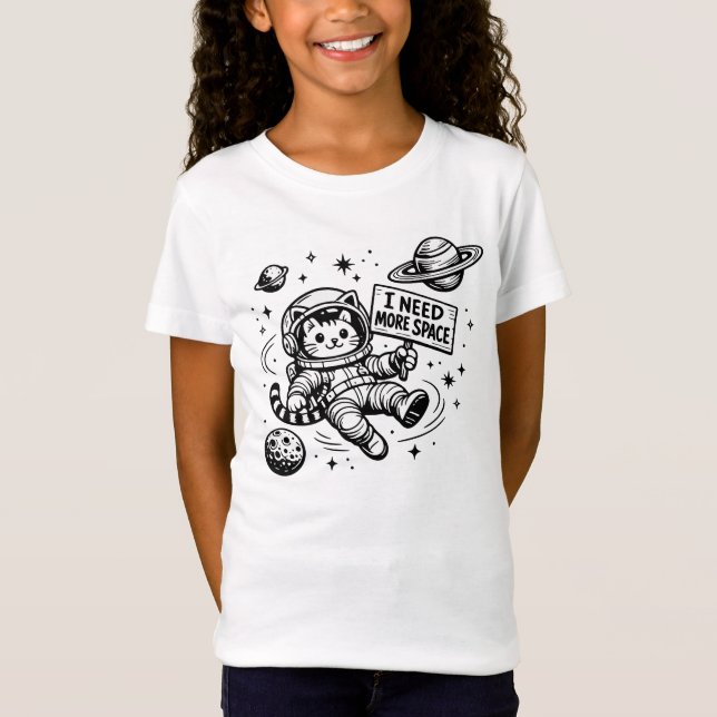 T-Shirt J'ai Besoin De Plus D'espace Drôle Chat Astronaute (Devant)