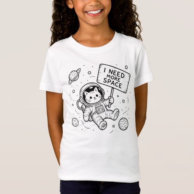 T-Shirt J'ai Besoin De Plus D'espace Drôle Chat Astronaute (Devant)