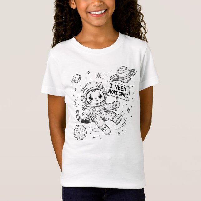 T-Shirt J'ai Besoin De Plus D'espace Drôle Chat Astronaute (Devant)