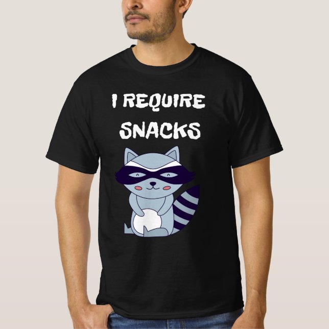 T-shirt J'Ai Besoin De Snacks Raccoon (Devant)