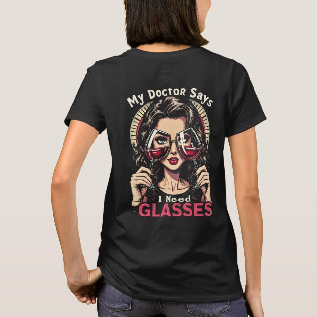T-shirt J'Ai Besoin De Vins De Lunettes, Cadeau Pour Son D (Dos)