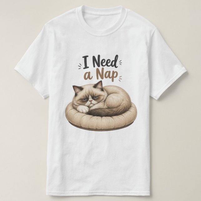 T-shirt J'ai Besoin d'une Sieste – Collection Grumpy Cat (Design devant)