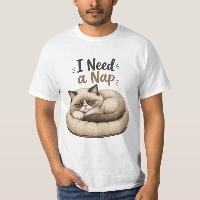 T-shirt J'ai Besoin d'une Sieste – Collection Grumpy Cat (Devant)