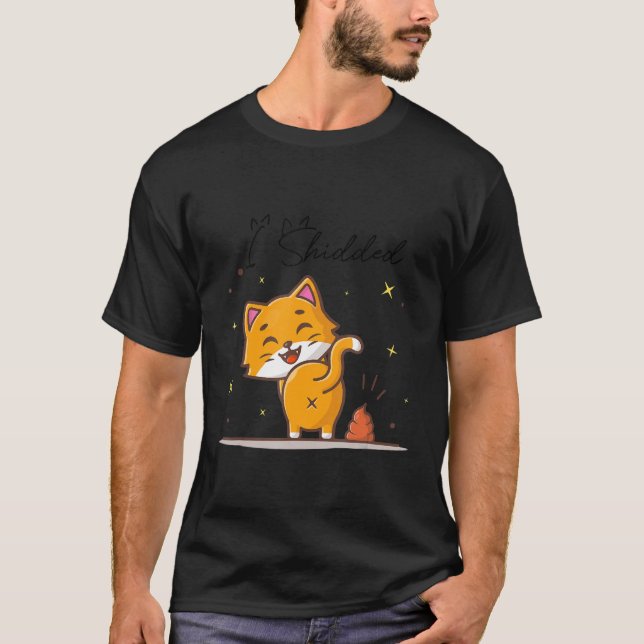 T-shirt J'Ai Caché Chat Pooping Chat Kitty Kitten (Devant)