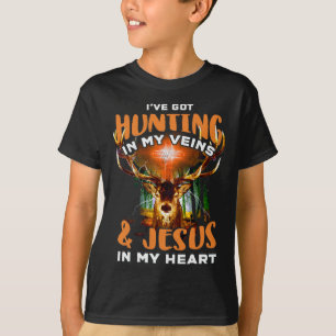 T-shirt J'Ai Chasse Dans Mes Veines Et Jésus Dans Mon Coeu