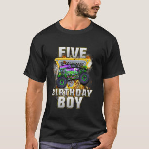 T-shirt J'ai cinq ans 5e anniversaire Boy Monster Camion