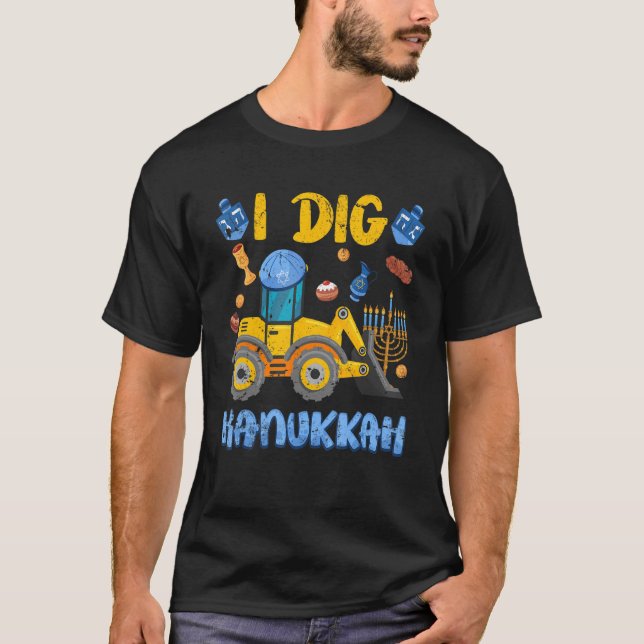 T-shirt J'Ai Creusé Hanoukka Excavator Construction Enfant (Devant)