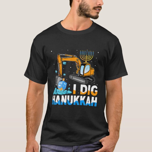 T-shirt J'Ai Creusé Hanoukka Excavator Construction Toddle (Devant)