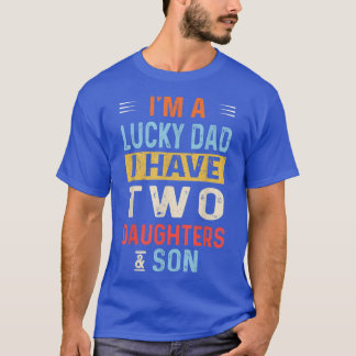 T-shirt J'ai de la chance papa j'ai deux filles Fat vintag