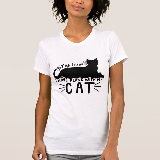 T-shirt J'ai des plans avec mon chat (Devant)