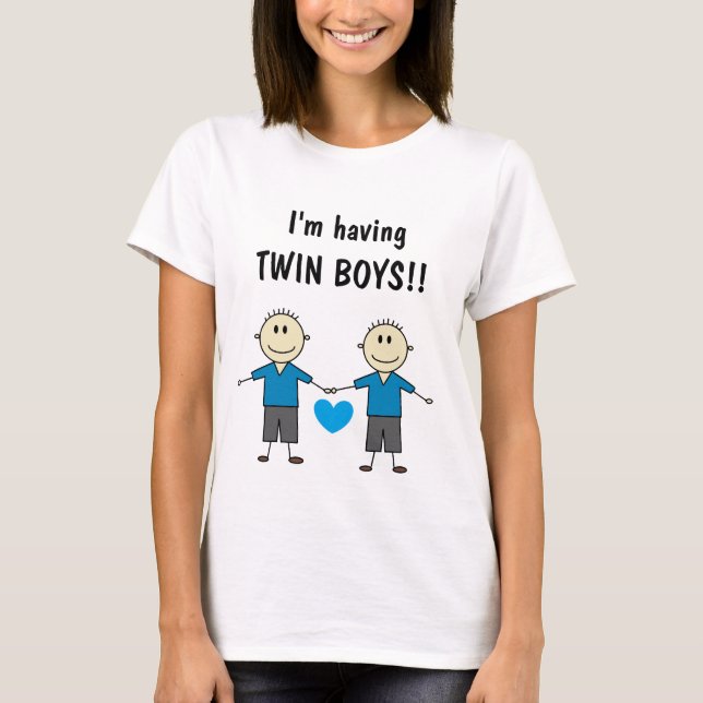 T-shirt J'ai des TWIN BOYS Adorable Stick Figurine Boys (Devant)