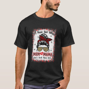 T-shirt J'Ai Deux Titres Maman Et Mama Buffalo Plaid Red M