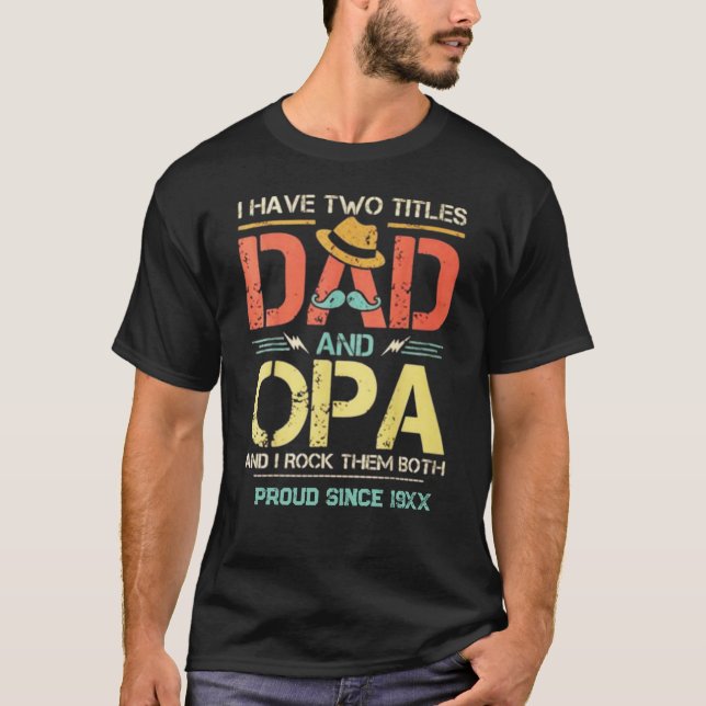 T-shirt J'ai deux titres Papa et Papi (Devant)