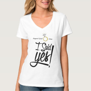 T-shirt J'Ai Dit Oui ! Personnalisé avec date Fiançailles
