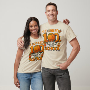 T-shirt J'ai dunké 100 jours d'école Élève de basketball