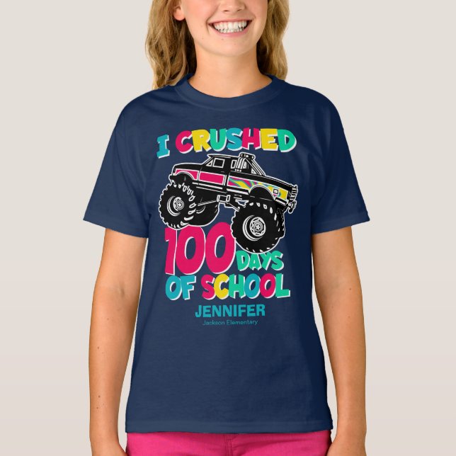 T-shirt J'ai écrasé 100 Jours de Camion scolaire mignonne (Devant)