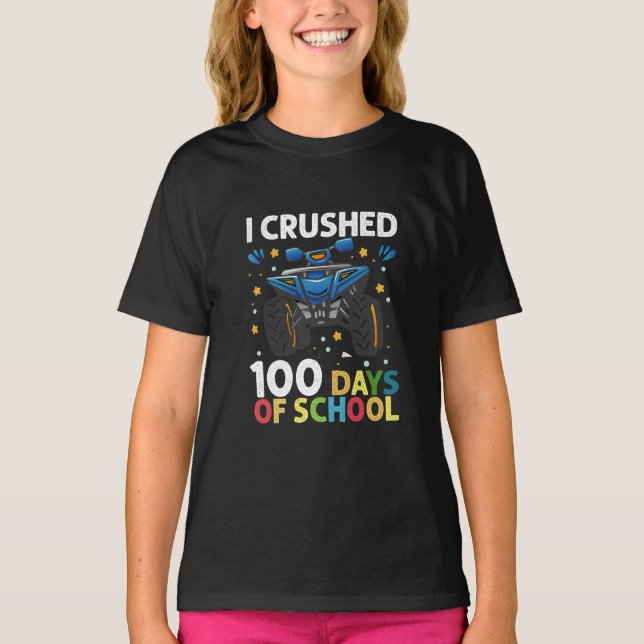 T-shirt J'ai écrasé 100 jours de l'école Monster Truck Boy (Devant)