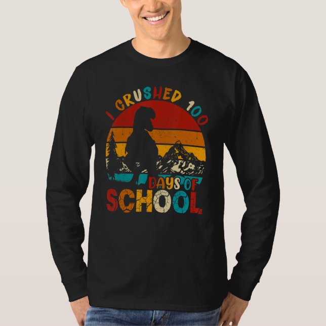 T-shirt J'ai écrasé 100 jours d'école  Dinosaure Rex Garço (Devant)