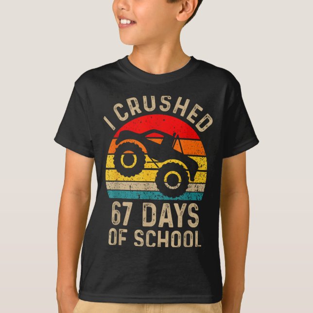 T-shirt J'ai écrasé 67 jours d'école drôle six sept mème B (Devant)