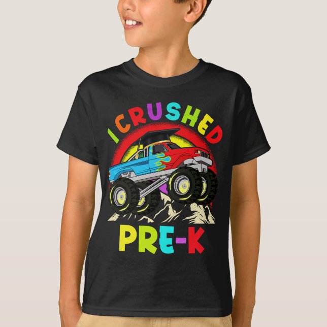 T-shirt J'ai écrasé PRE-K Monster Truck Graduation Cap Enf (Devant)