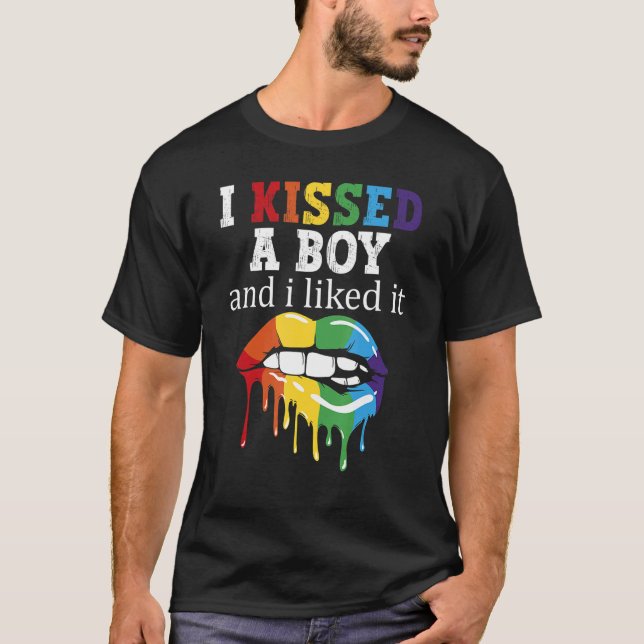 T-shirt J'Ai Embrassé Un Garçon Et J'Ai Aimé Ça LGBT Pride (Devant)