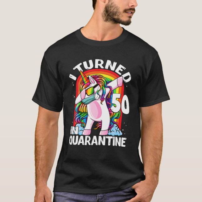 T-shirt J'Ai Eu 50 Ans En Quarantaine Dabbing Unicorn 50th (Devant)