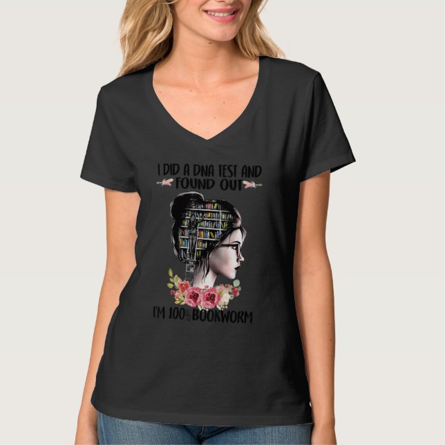 T-shirt J'ai fait un test ADN et découvert 100 bibliothéca (Devant)