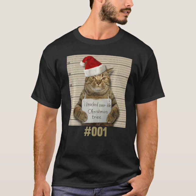 T-shirt J'Ai Frappé Au-Dessus Du Chat D'Arbre De Noël (Devant)