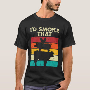 T-shirt J'Ai Fumé Que Poulet Porc Viande Rétro Fumer