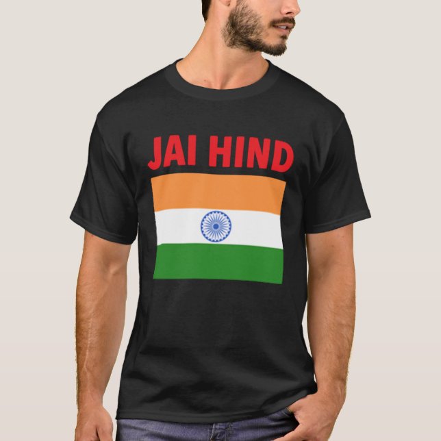 T-shirt JAI HIND Inde Drapeau Fête de l'Indépendance Trava (Devant)